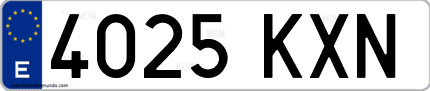 Ejemplo de matrícula de coche ordinaria 4025 KXN