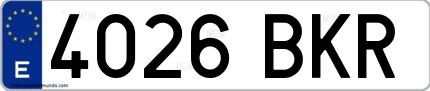 Ejemplo de matrícula española 4026 BKR