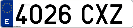 Ejemplo de matrícula de coche ordinaria 4026 CXZ