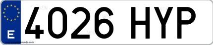 Ejemplo de matrícula española 4026 HYP