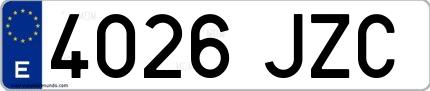 Ejemplo de matrícula española 4026 JZC