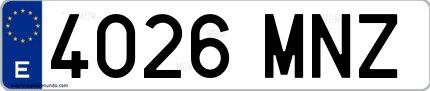 Ejemplo de matrícula española 4026 MNZ