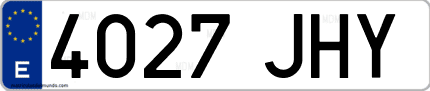 Ejemplo de matrícula de coche ordinaria 4027 JHY