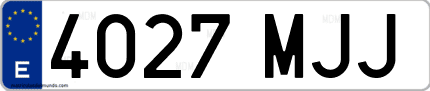 Ejemplo de matrícula de coche ordinaria 4027 MJJ