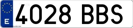 Ejemplo de matrícula española 4028 BBS