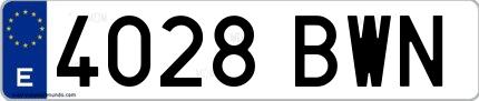 Ejemplo de matrícula española 4028 BWN