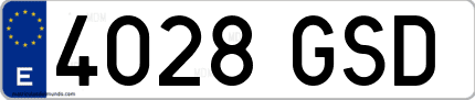 Ejemplo de matrícula de coche ordinaria 4028 GSD