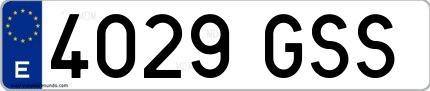 Ejemplo de matrícula de coche ordinaria 4029 GSS