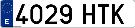 Ejemplo de matrícula de coche ordinaria 4029 HTK