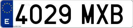 Ejemplo de matrícula de coche ordinaria 4029 MXB