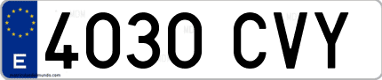 Ejemplo de matrícula de coche ordinaria 4030 CVY