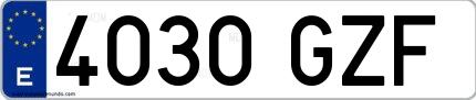 Ejemplo de matrícula española 4030 GZF