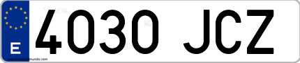 Ejemplo de matrícula de coche ordinaria 4030 JCZ