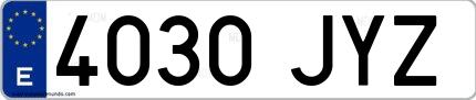 Ejemplo de matrícula española 4030 JYZ