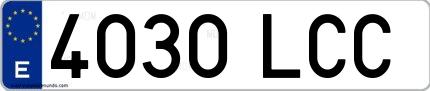 Ejemplo de matrícula española 4030 LCC