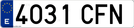 Ejemplo de matrícula de coche ordinaria 4031 CFN
