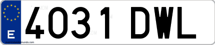 Ejemplo de matrícula de coche ordinaria 4031 DWL
