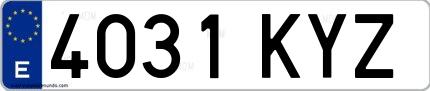 Ejemplo de matrícula española 4031 KYZ