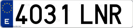 Ejemplo de matrícula de coche ordinaria 4031 LNR