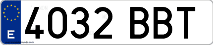 Ejemplo de matrícula de coche ordinaria 4032 BBT