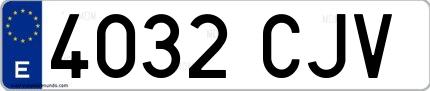 Ejemplo de matrícula española 4032 CJV