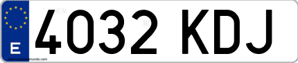 Ejemplo de matrícula de coche ordinaria 4032 KDJ