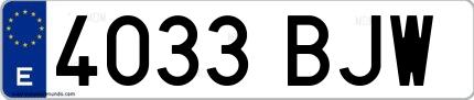 Ejemplo de matrícula española 4033 BJW
