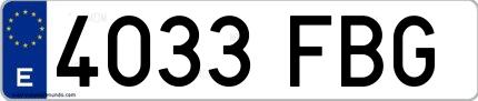Ejemplo de matrícula española 4033 FBG