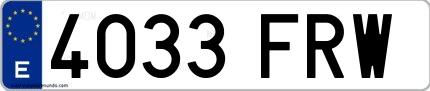 Ejemplo de matrícula española 4033 FRW