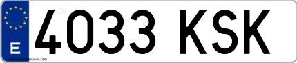 Ejemplo de matrícula española 4033 KSK