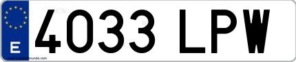 Ejemplo de matrícula española 4033 LPW