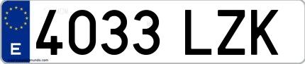 Ejemplo de matrícula española 4033 LZK