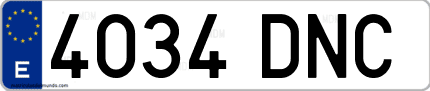 Ejemplo de matrícula de coche ordinaria 4034 DNC