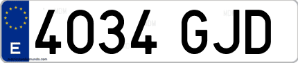Ejemplo de matrícula de coche ordinaria 4034 GJD