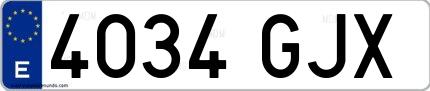 Ejemplo de matrícula de coche ordinaria 4034 GJX