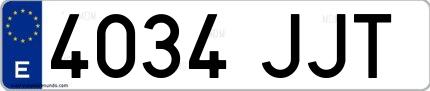 Ejemplo de matrícula española 4034 JJT