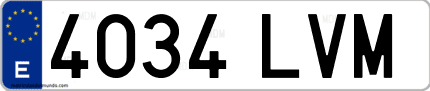 Ejemplo de matrícula de coche ordinaria 4034 LVM