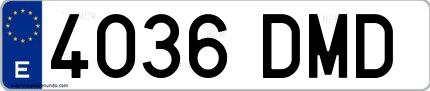 Ejemplo de matrícula española 4036 DMD