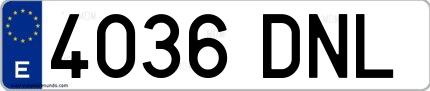 Ejemplo de matrícula española 4036 DNL