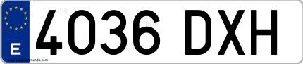 Ejemplo de matrícula española 4036 DXH