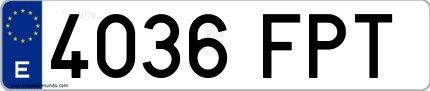 Ejemplo de matrícula española 4036 FPT