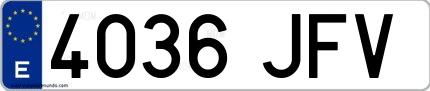 Ejemplo de matrícula española 4036 JFV