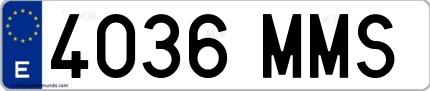 Ejemplo de matrícula española 4036 MMS