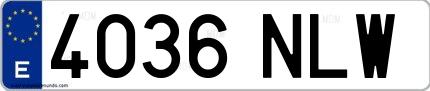 Ejemplo de matrícula española 4036 NLW