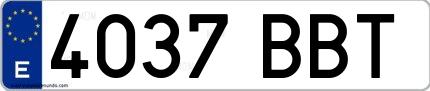 Ejemplo de matrícula española 4037 BBT