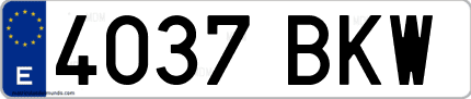 Ejemplo de matrícula de coche ordinaria 4037 BKW