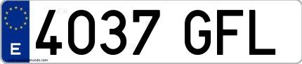 Ejemplo de matrícula española 4037 GFL