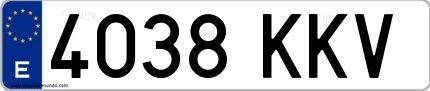 Ejemplo de matrícula española 4038 KKV