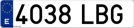 Ejemplo de matrícula española 4038 LBG