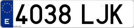 Ejemplo de matrícula de coche ordinaria 4038 LJK